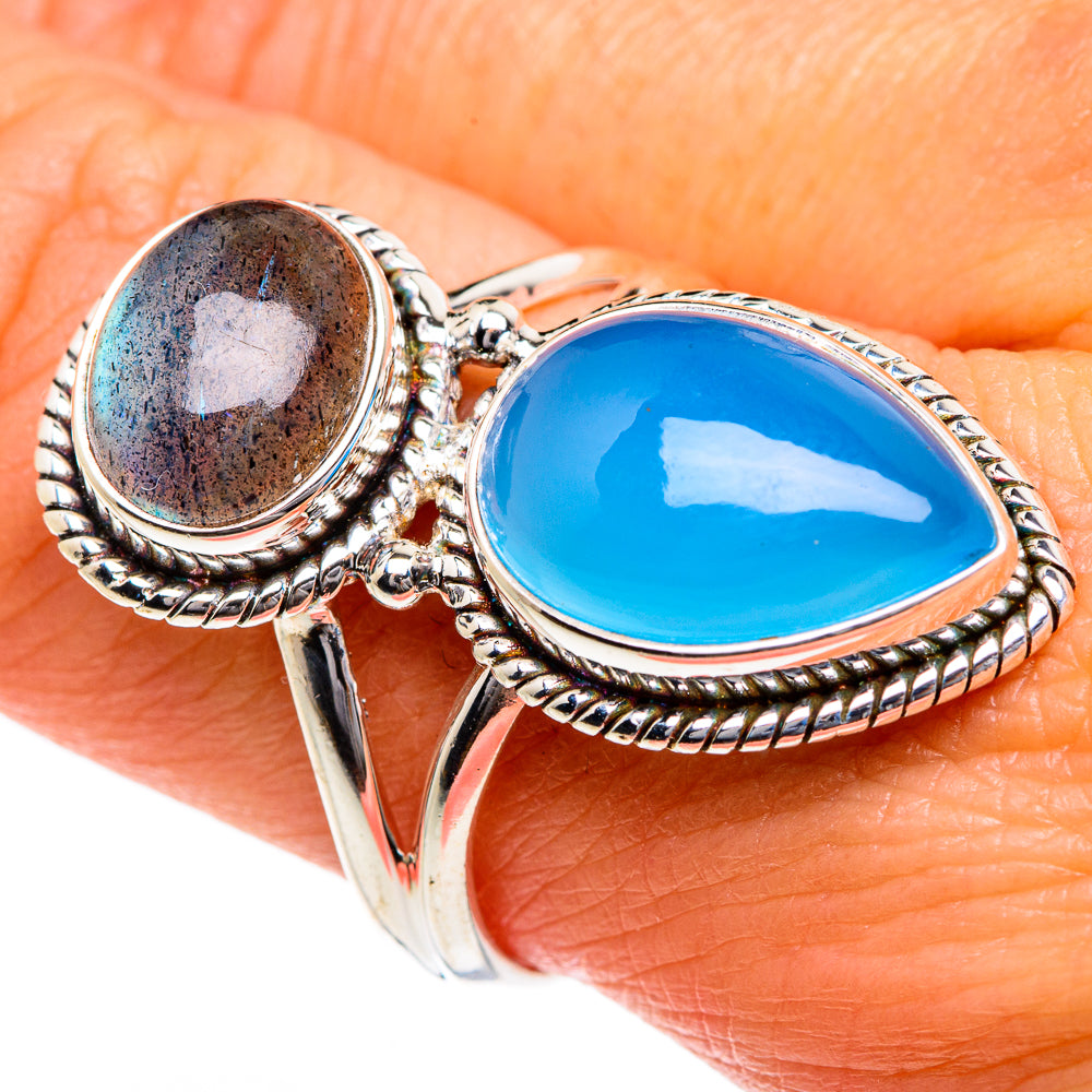 Aqua Chalcedony Rings handcrafted by Anasilvercos - RING84169