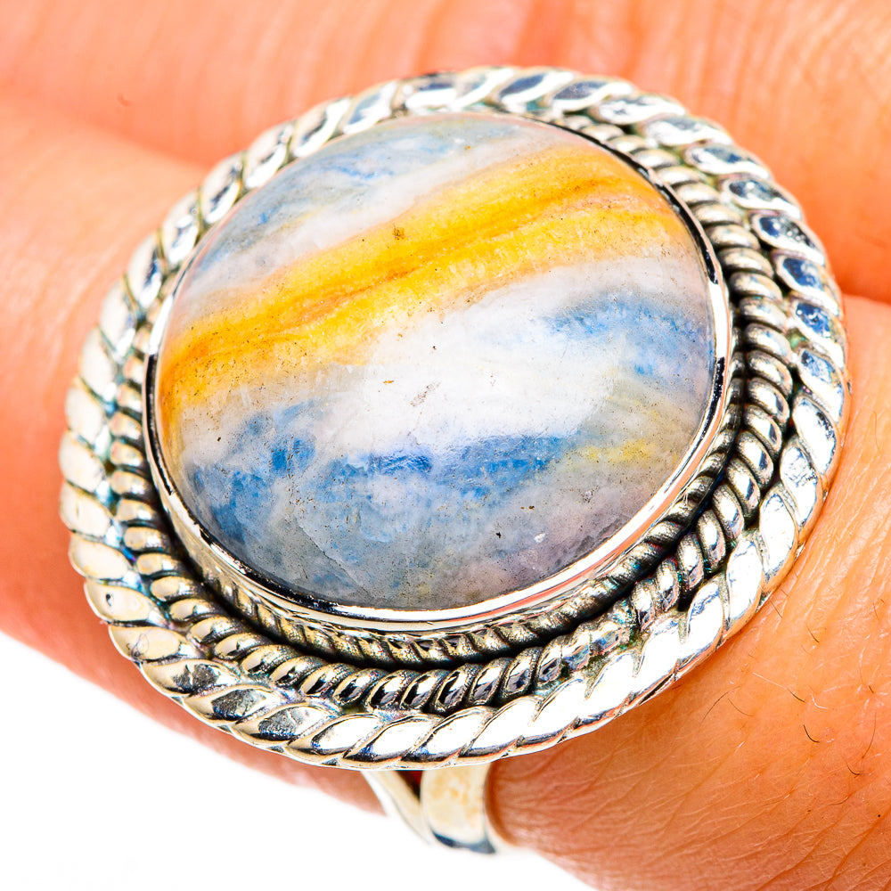 Blue Scheelite Rings handcrafted by Anasilvercos - RING84172