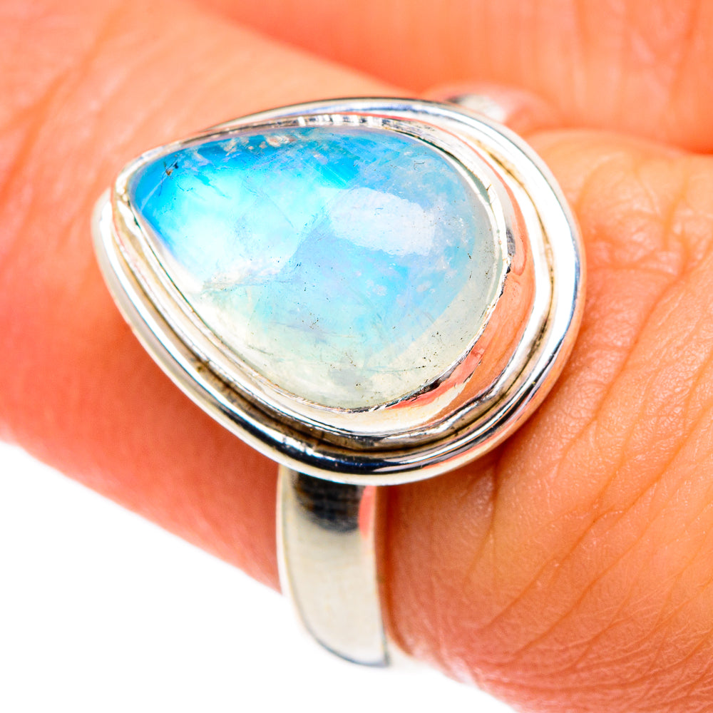 Rainbow Moonstone Rings handcrafted by Anasilvercos - RING84231