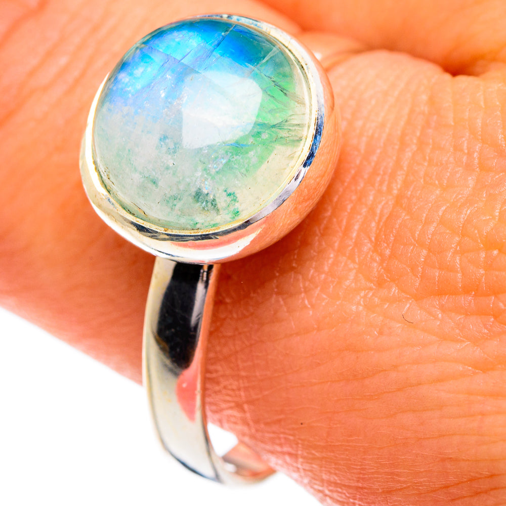 Rainbow Moonstone Rings handcrafted by Anasilvercos - RING84232