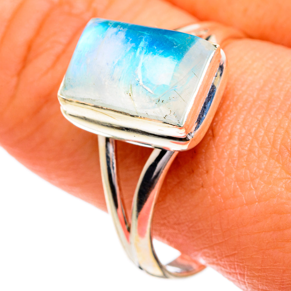 Rainbow Moonstone Rings handcrafted by Anasilvercos - RING84275