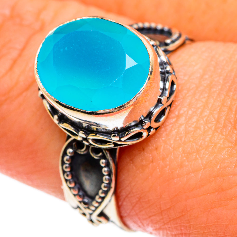 Aqua Chalcedony Rings handcrafted by Anasilvercos - RING84304