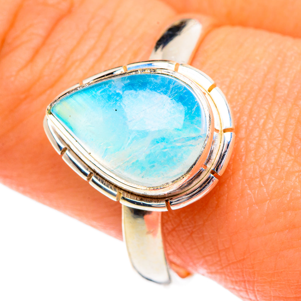 Rainbow Moonstone Rings handcrafted by Anasilvercos - RING84352