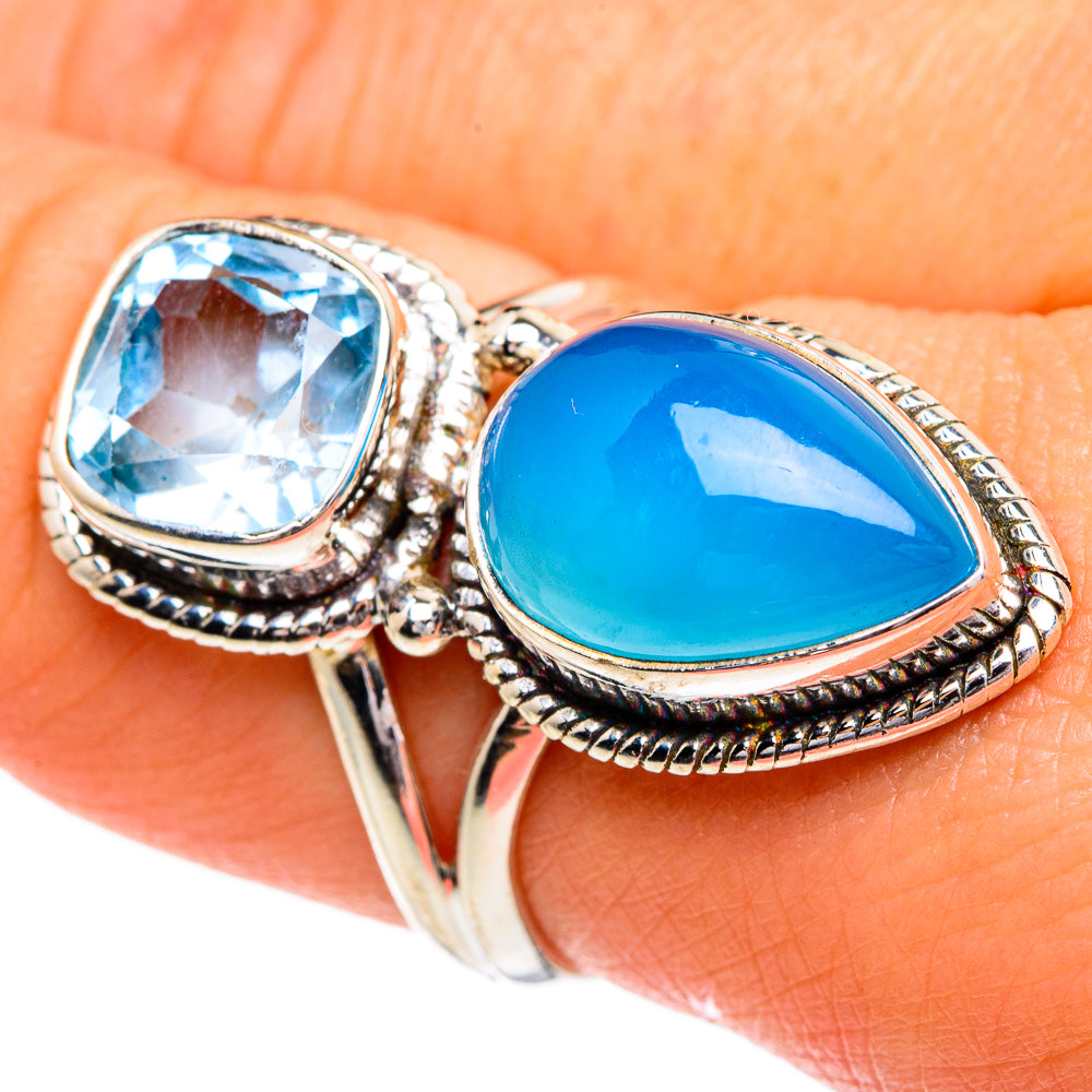 Aqua Chalcedony Rings handcrafted by Anasilvercos - RING84384