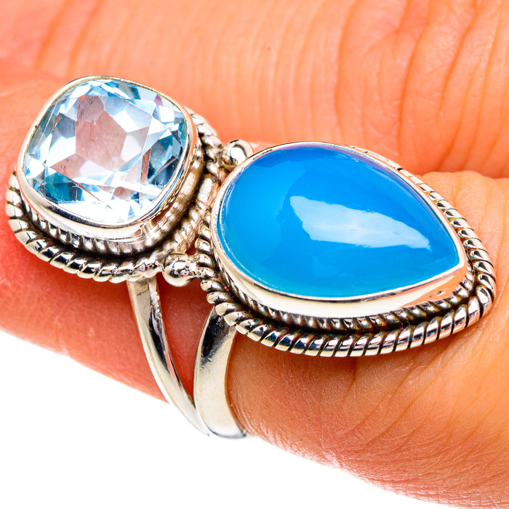 Aqua Chalcedony Rings handcrafted by Anasilvercos - RING84448