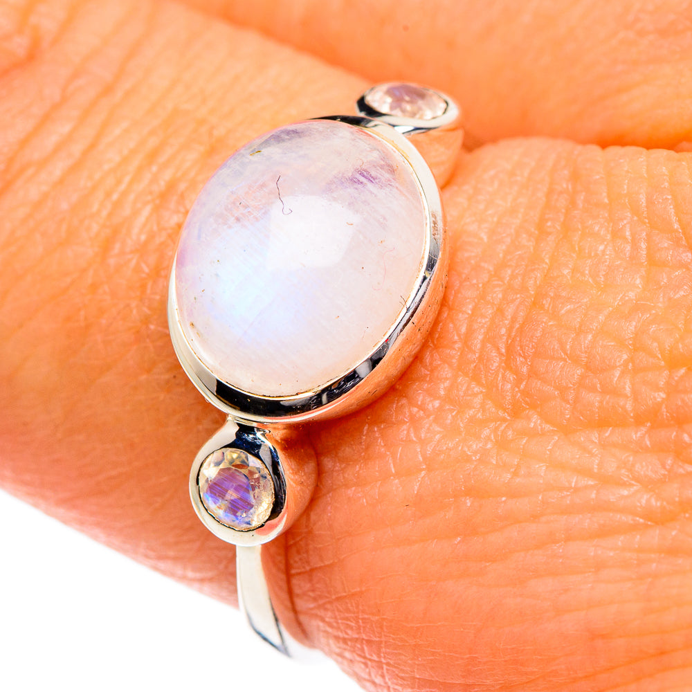 Rainbow Moonstone Rings handcrafted by Anasilvercos - RING84576