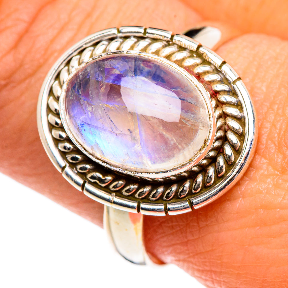 Rainbow Moonstone Rings handcrafted by Anasilvercos - RING84655