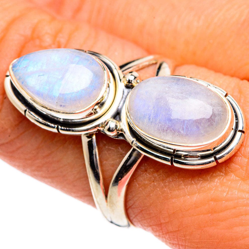 Rainbow Moonstone Rings handcrafted by Anasilvercos - RING84656