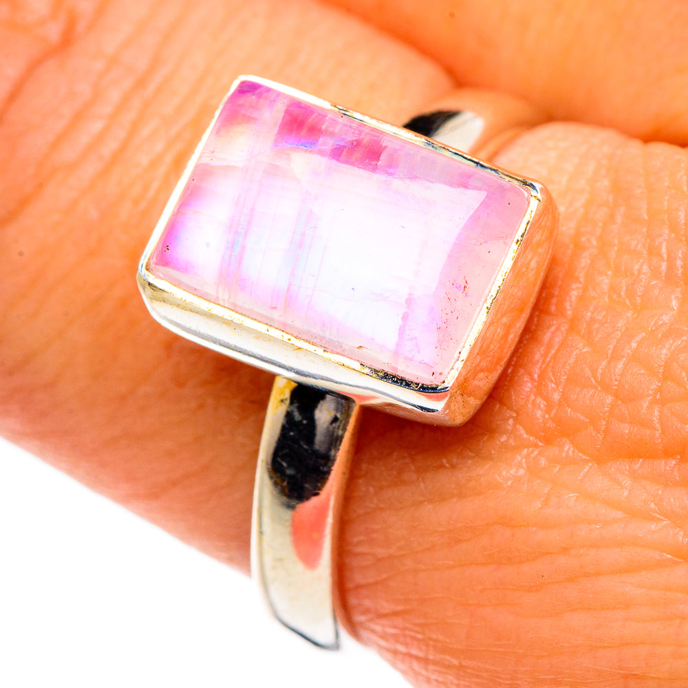 Pink Moonstone Rings handcrafted by Anasilvercos - RING84682