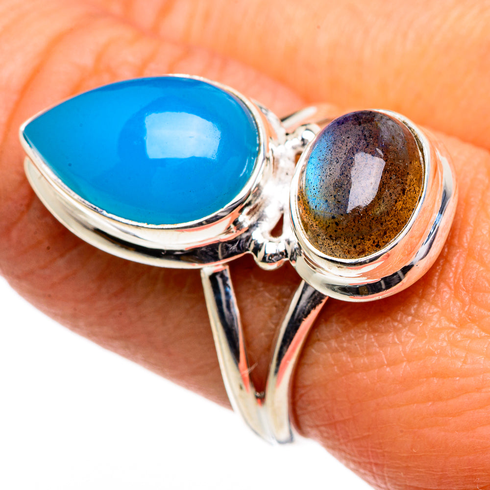 Larimar, Labradorite Rings handcrafted by Anasilvercos - RING84751