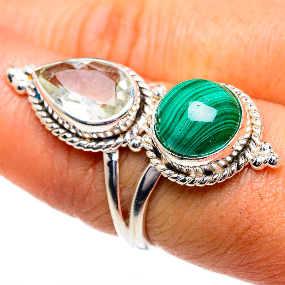 Malachite, Green Amethyst Rings handcrafted by Anasilvercos - RING84752