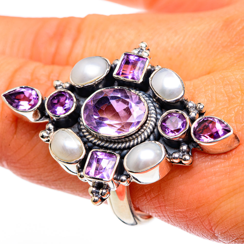 Amethyst, Cultured Pearl Rings handcrafted by Anasilvercos - RING84761