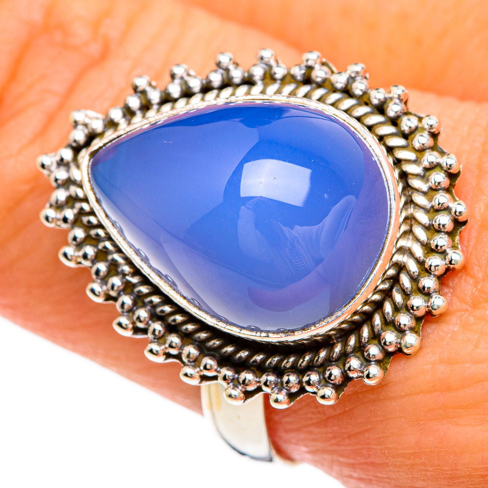 Aqua Chalcedony Rings handcrafted by Anasilvercos - RING84835
