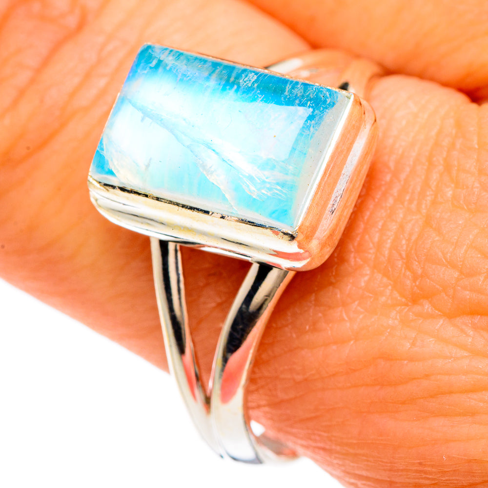 Rainbow Moonstone Rings handcrafted by Anasilvercos - RING84887