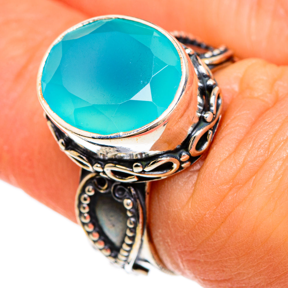 Aqua Chalcedony Rings handcrafted by Anasilvercos - RING84975