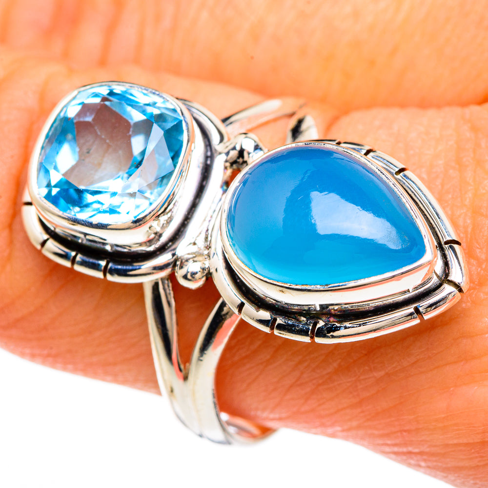 Chalcedony, Blue Topaz Rings handcrafted by Anasilvercos - RING85049