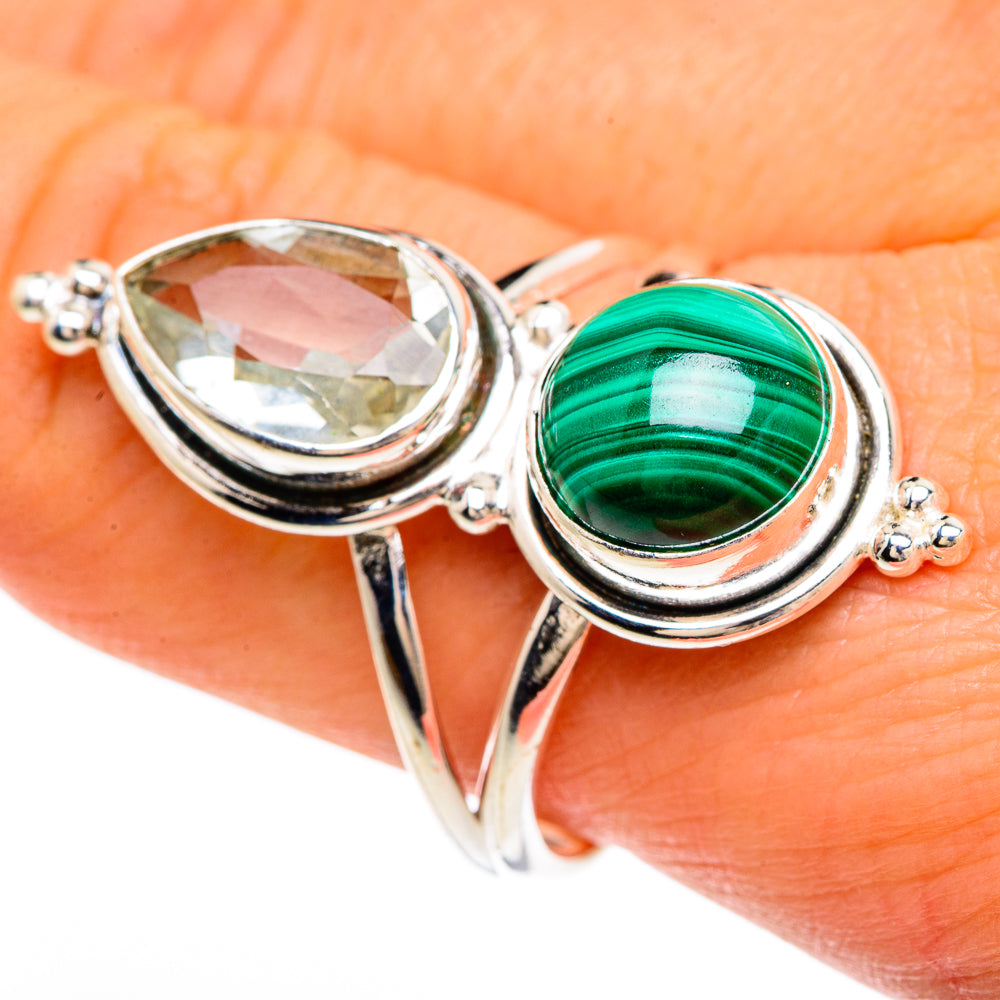 Malachite, White Quartz Rings handcrafted by Anasilvercos - RING85054
