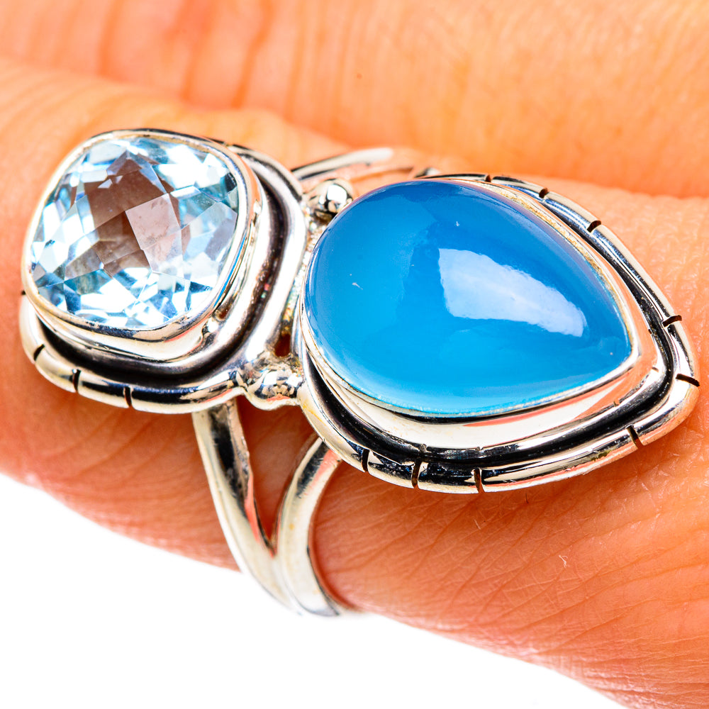 Chalcedony, Blue Topaz Rings handcrafted by Anasilvercos - RING85070