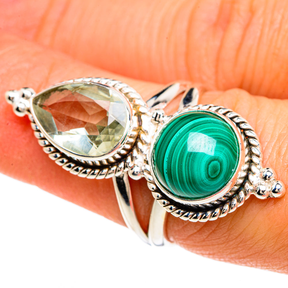 Malachite, White Quartz Rings handcrafted by Anasilvercos - RING85076