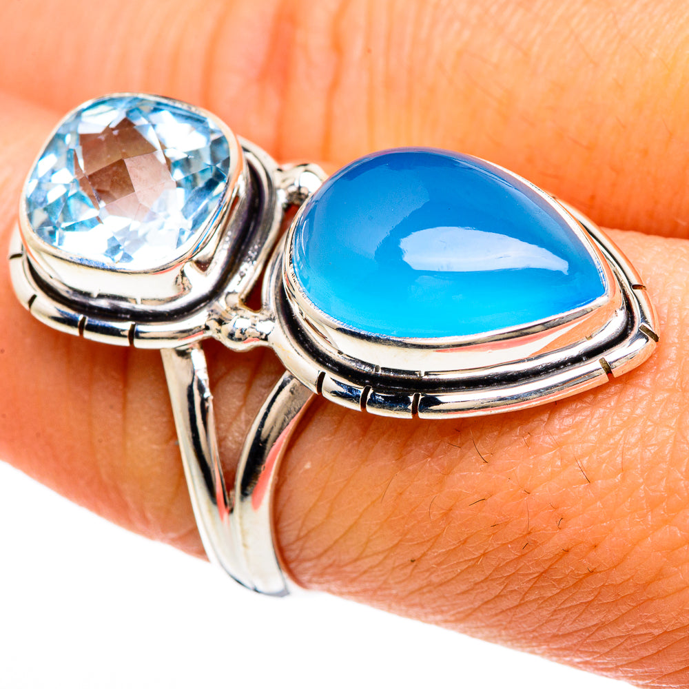 Chalcedony, Blue Topaz Rings handcrafted by Anasilvercos - RING85086