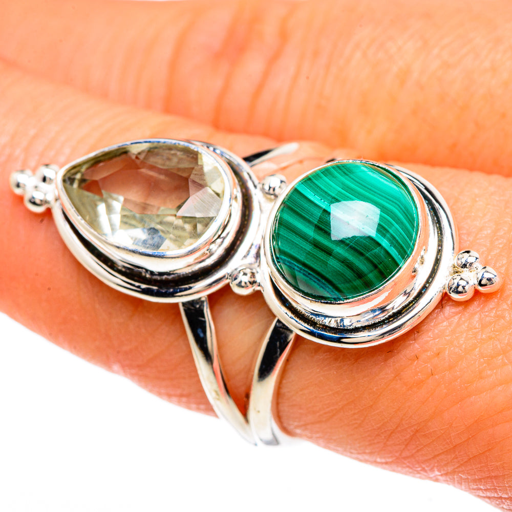 Malachite, White Quartz Rings handcrafted by Anasilvercos - RING85089