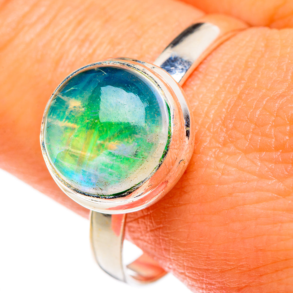 Green Moonstone Rings handcrafted by Anasilvercos - RING85097