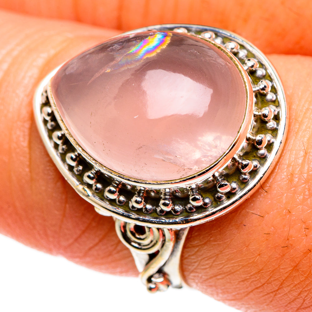 Rose Quartz Rings handcrafted by Anasilvercos - RING85111