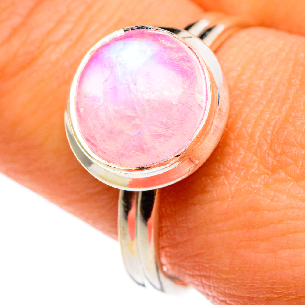 Pink Moonstone Rings handcrafted by Anasilvercos - RING85161