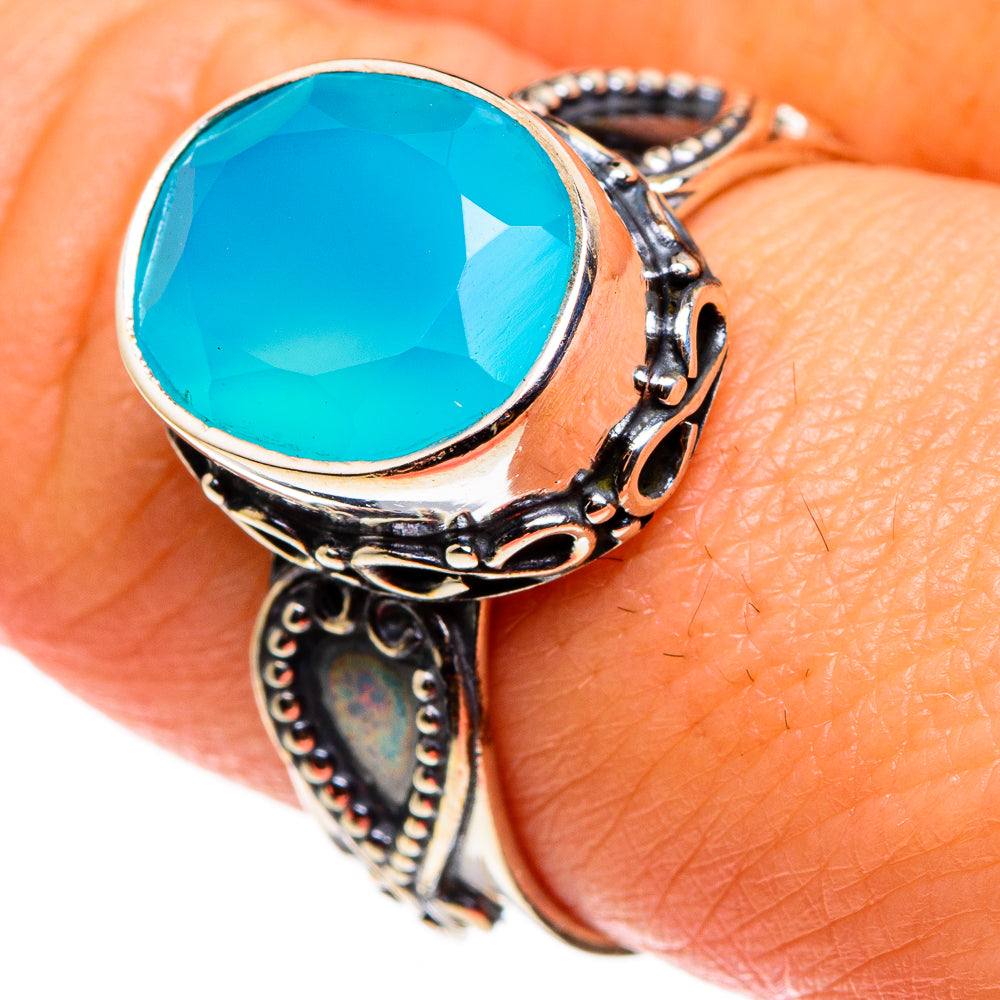 Aqua Chalcedony Rings handcrafted by Anasilvercos - RING85236