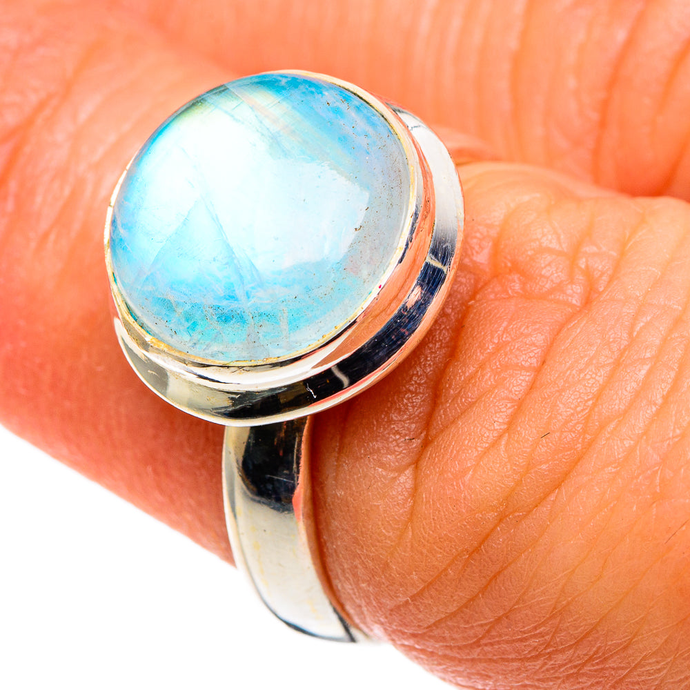 Rainbow Moonstone Rings handcrafted by Anasilvercos - RING85241