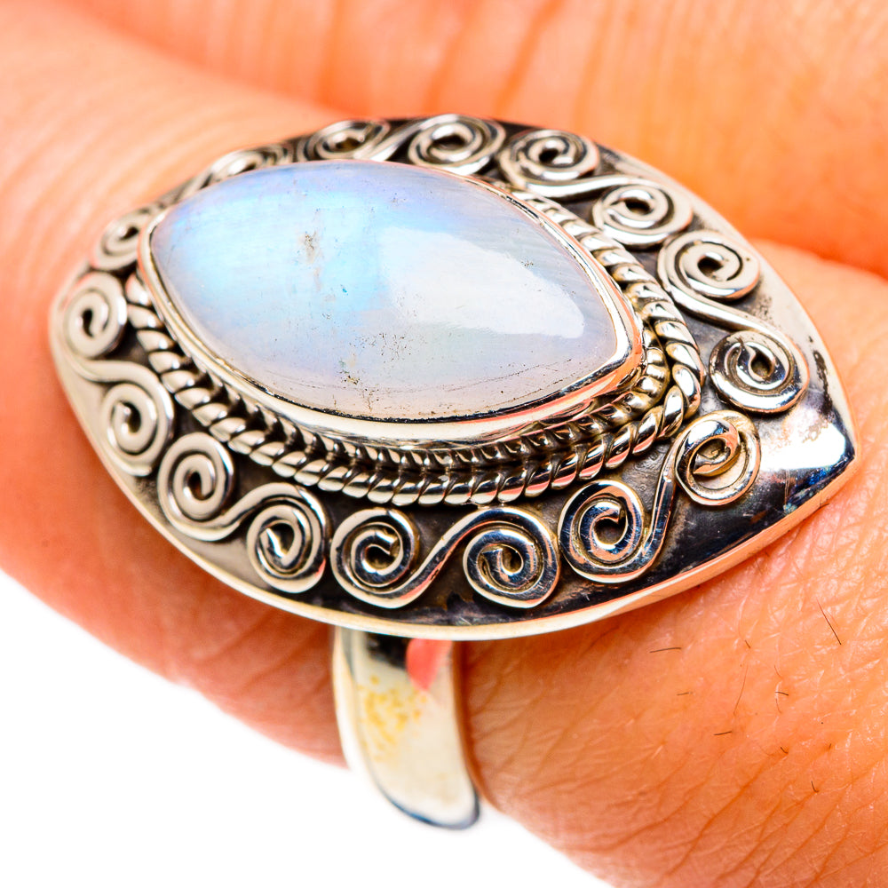 Rainbow Moonstone Rings handcrafted by Anasilvercos - RING85350