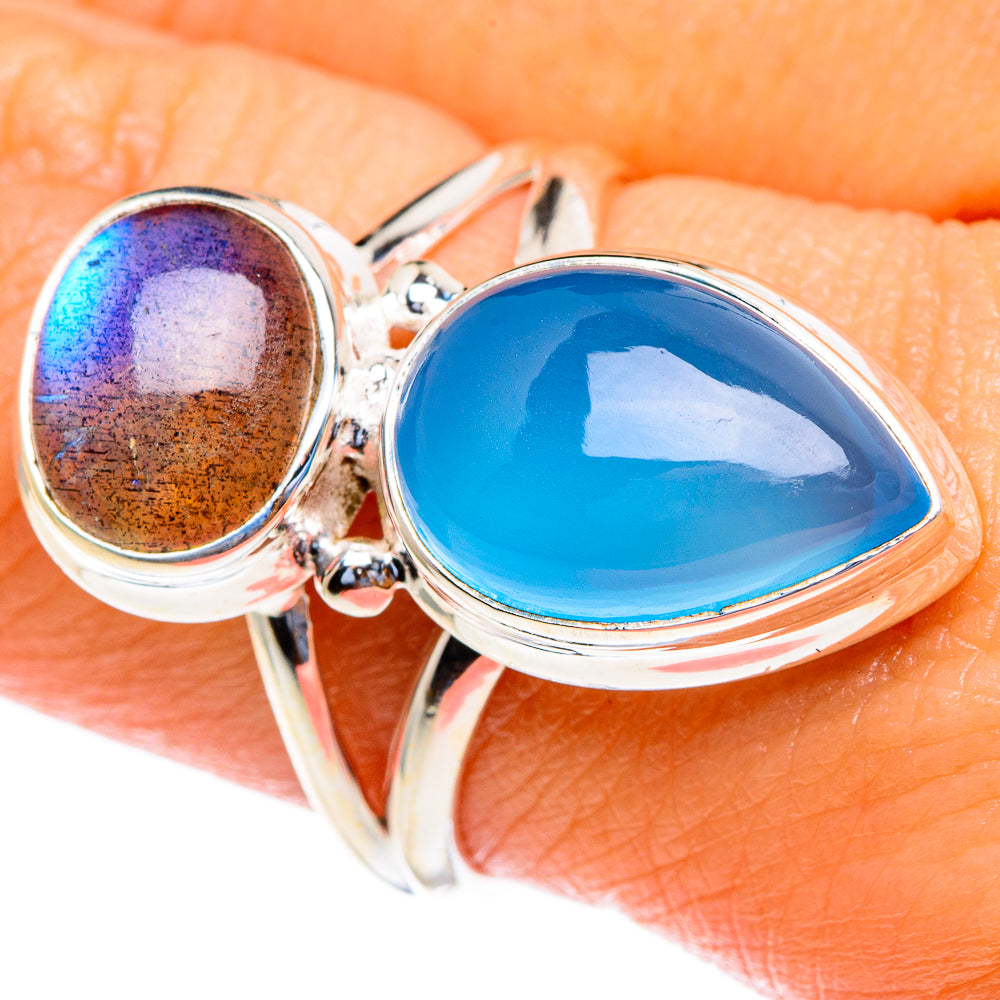 Aqua Chalcedony, Labradorite Rings handcrafted by Anasilvercos - RING85404