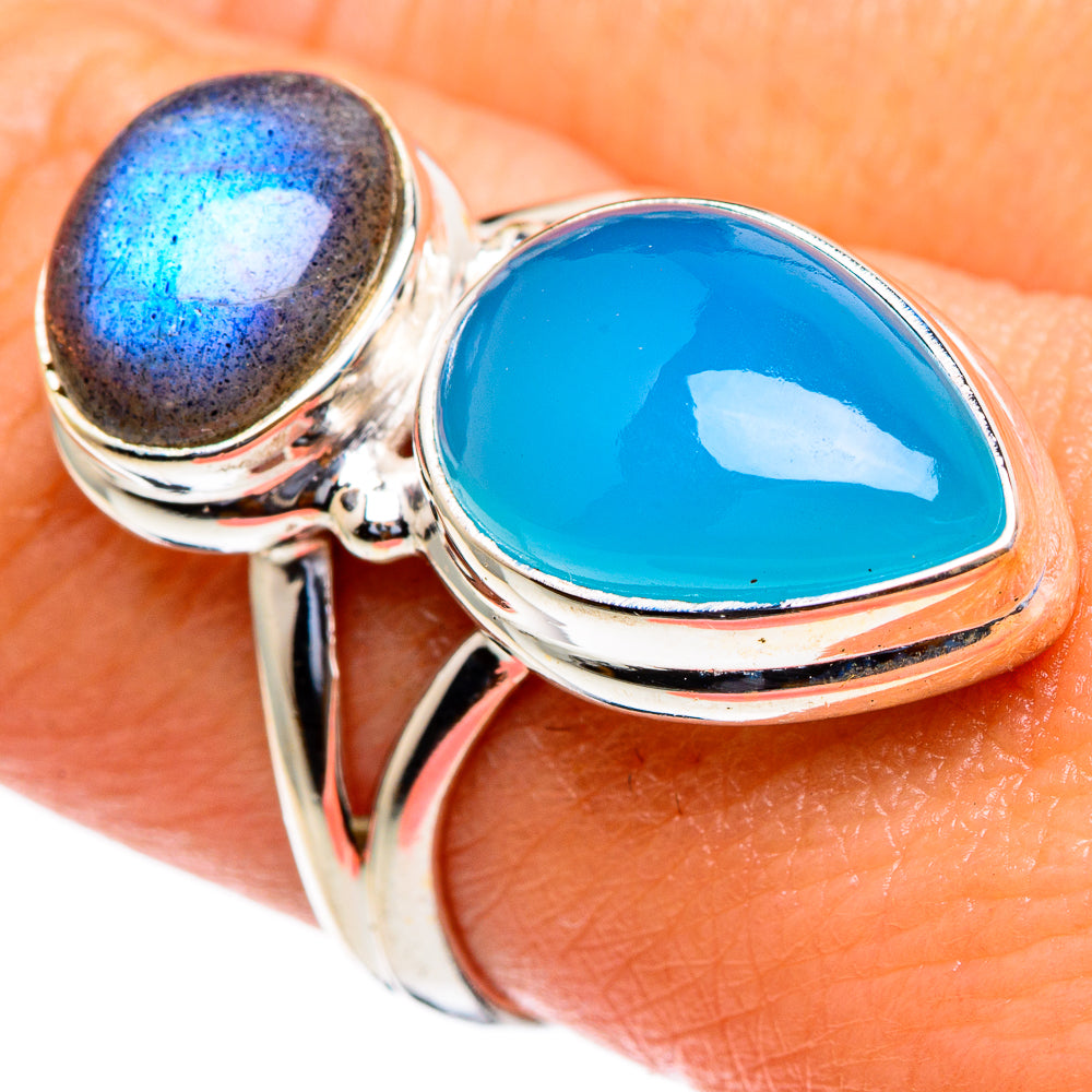 Aqua Chalcedony, Labradorite Rings handcrafted by Anasilvercos - RING85450