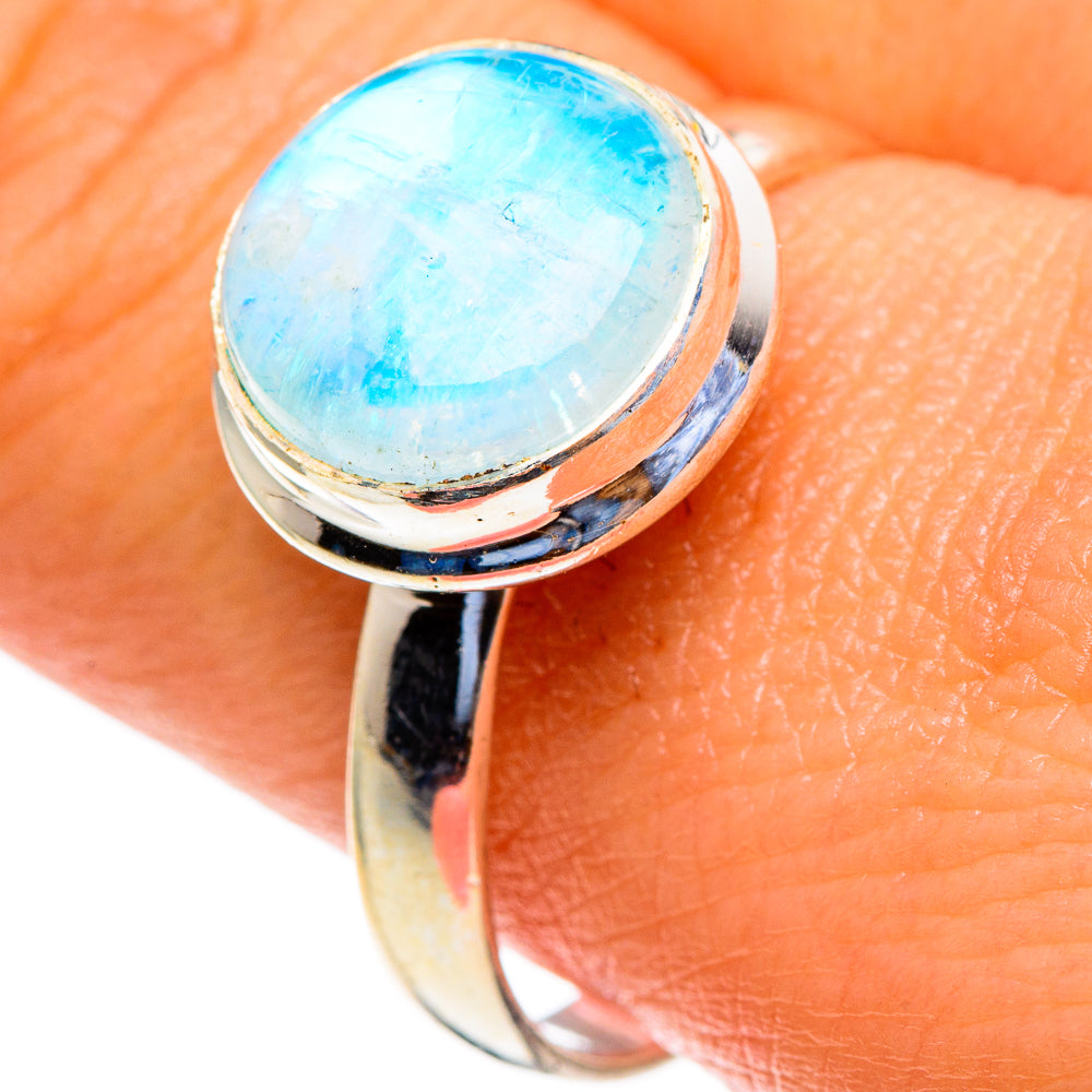 Rainbow Moonstone Rings handcrafted by Anasilvercos - RING85454