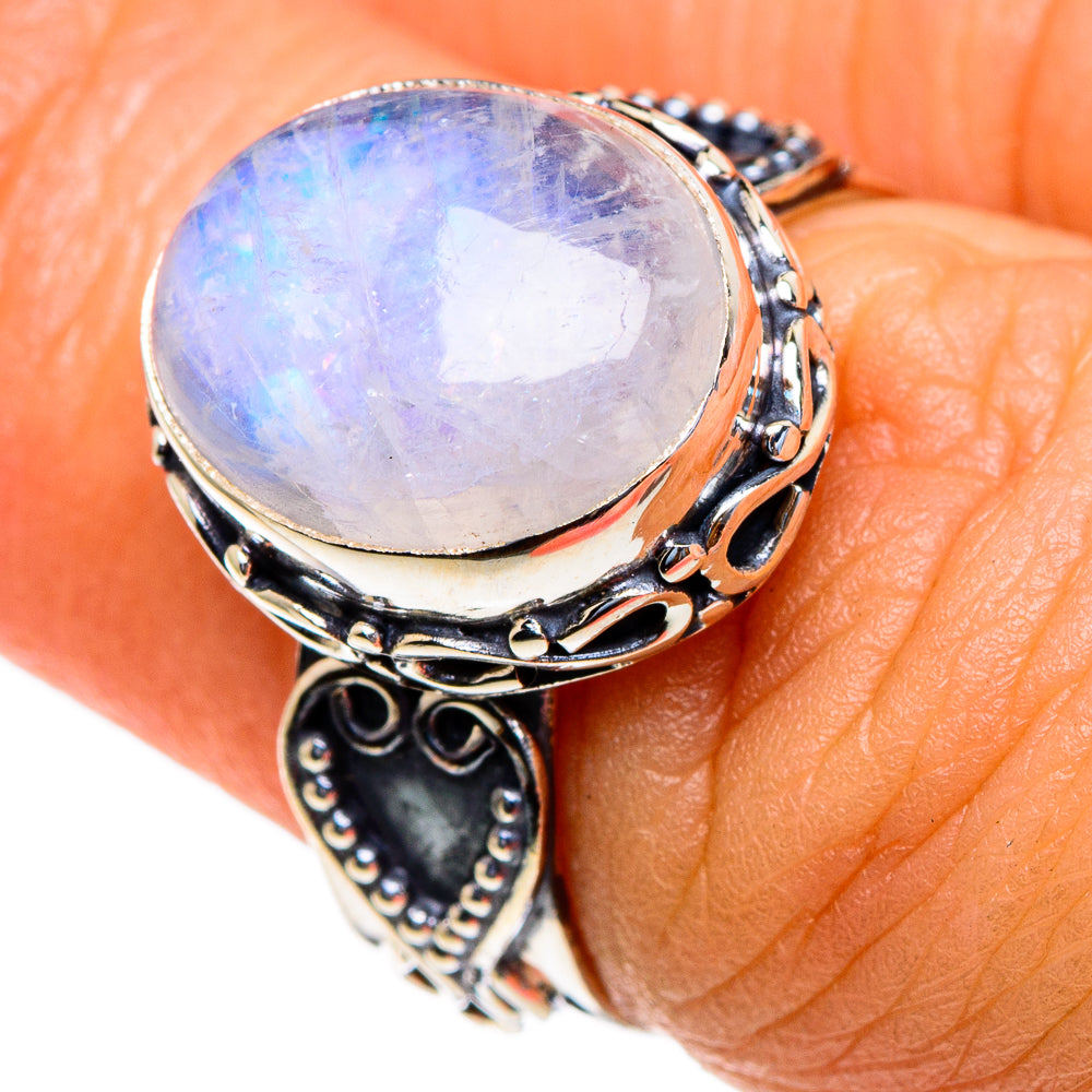 Rainbow Moonstone Rings handcrafted by Anasilvercos - RING85483