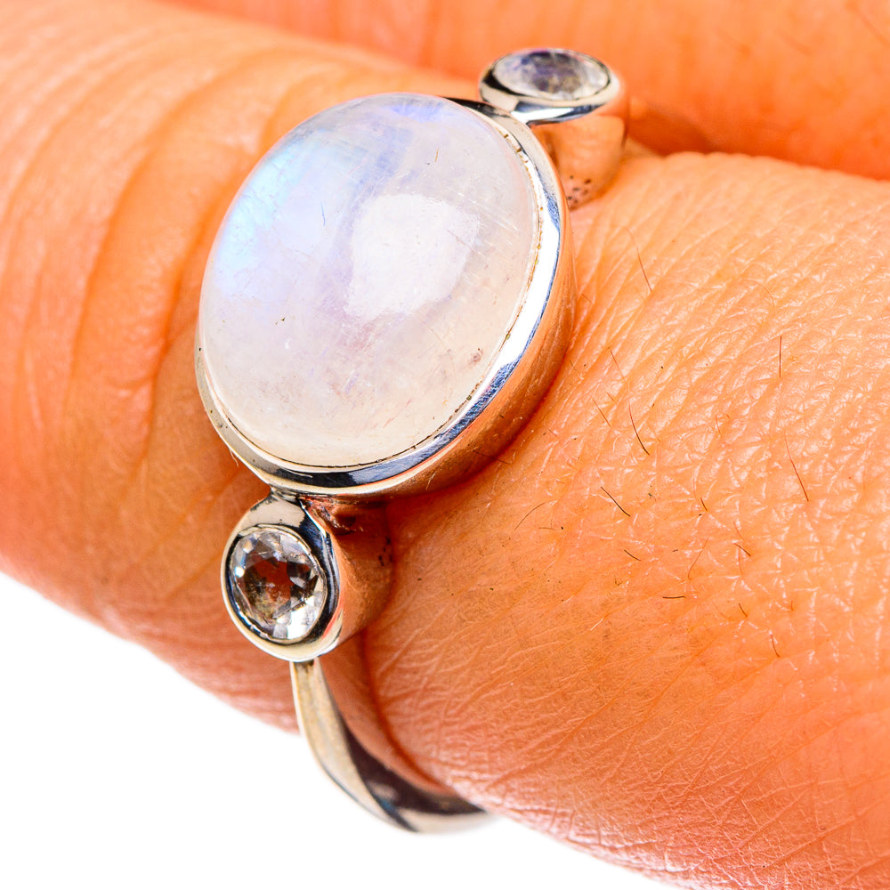 Rainbow Moonstone Rings handcrafted by Anasilvercos - RING85486