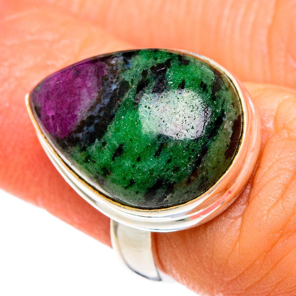 Ruby Zoisite Rings handcrafted by Anasilvercos - RING85503