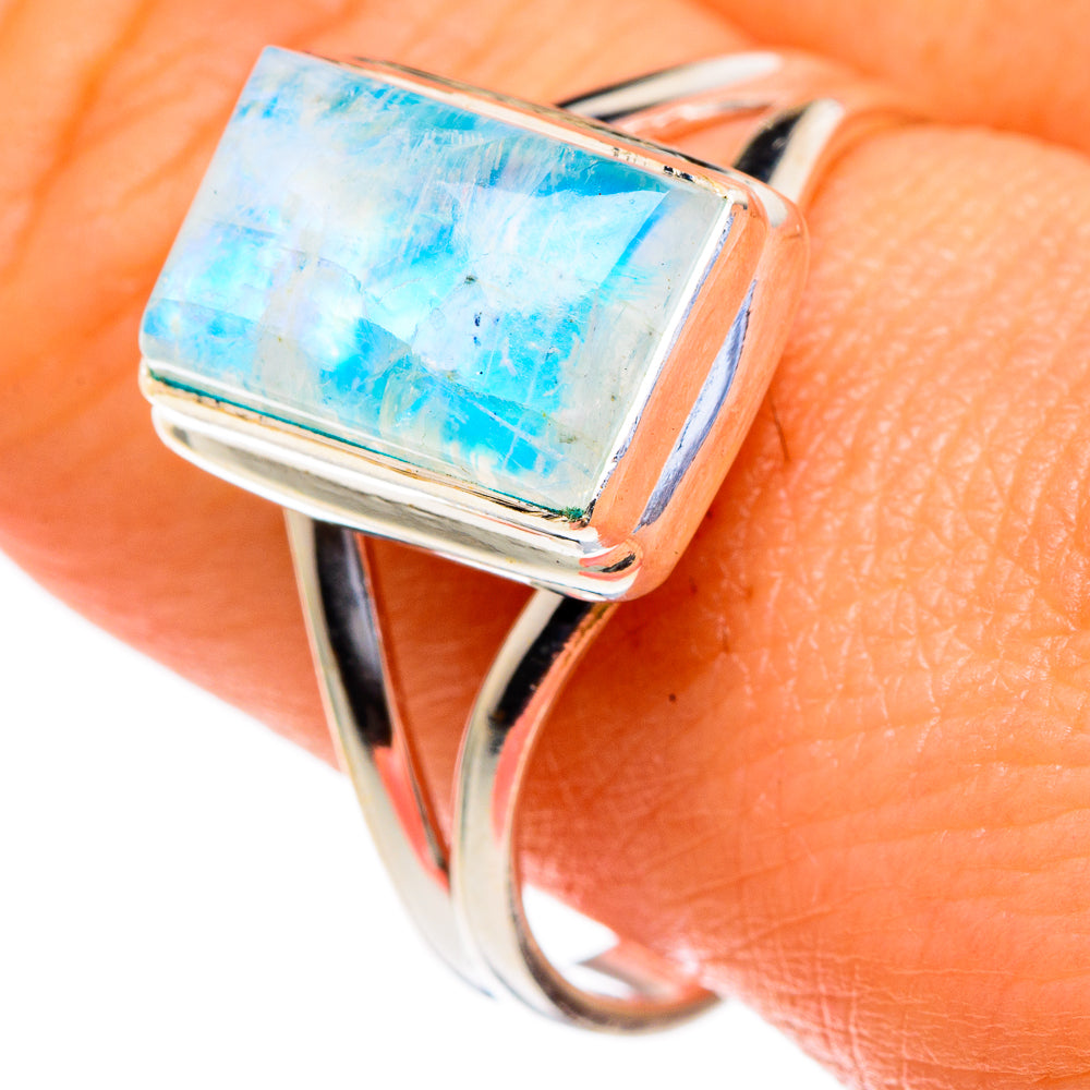 Rainbow Moonstone Rings handcrafted by Anasilvercos - RING85504