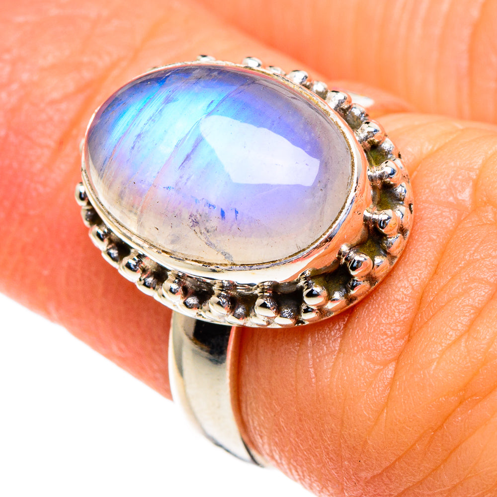 Rainbow Moonstone Rings handcrafted by Anasilvercos - RING85529