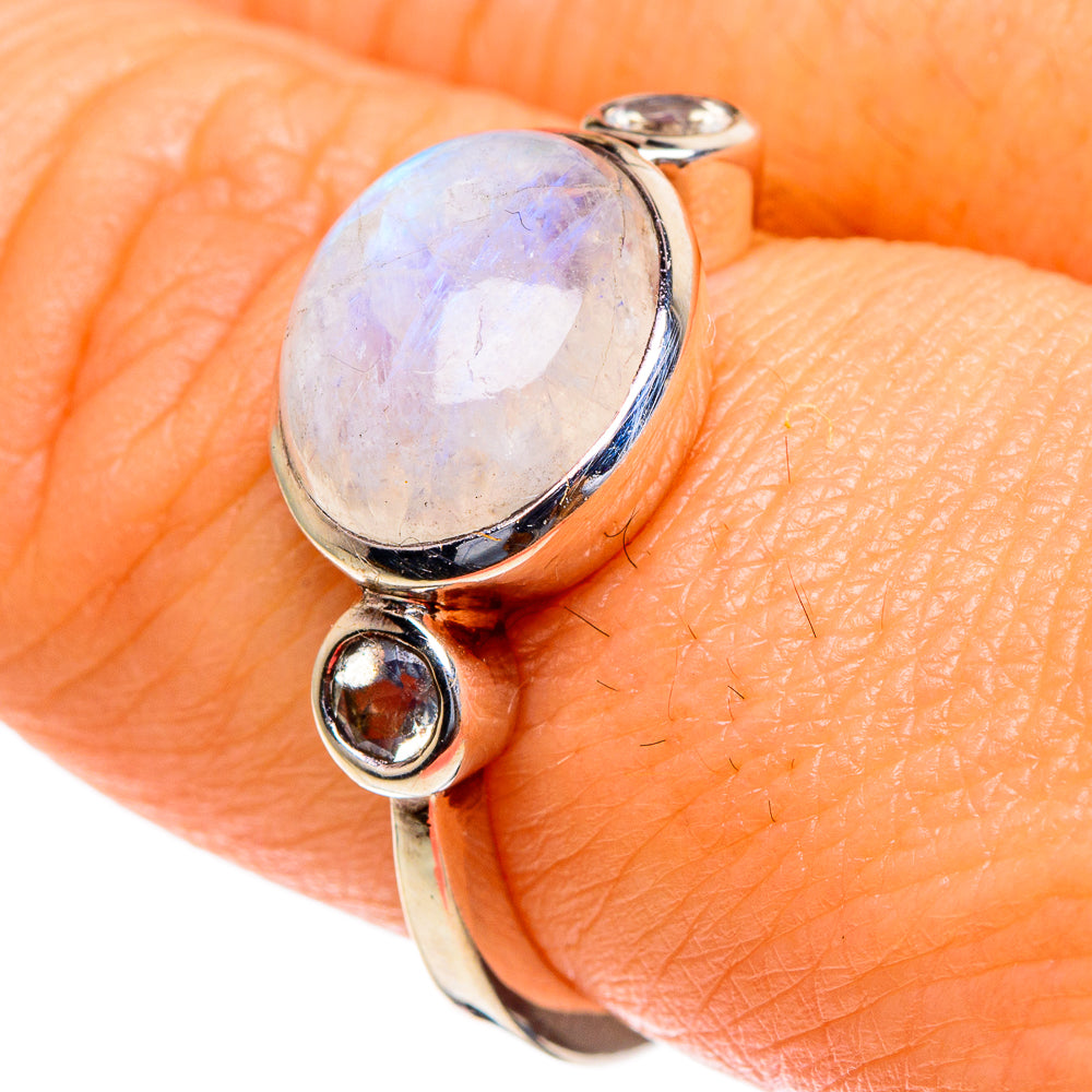 Rainbow Moonstone, Tanzanite Rings handcrafted by Anasilvercos - RING85569