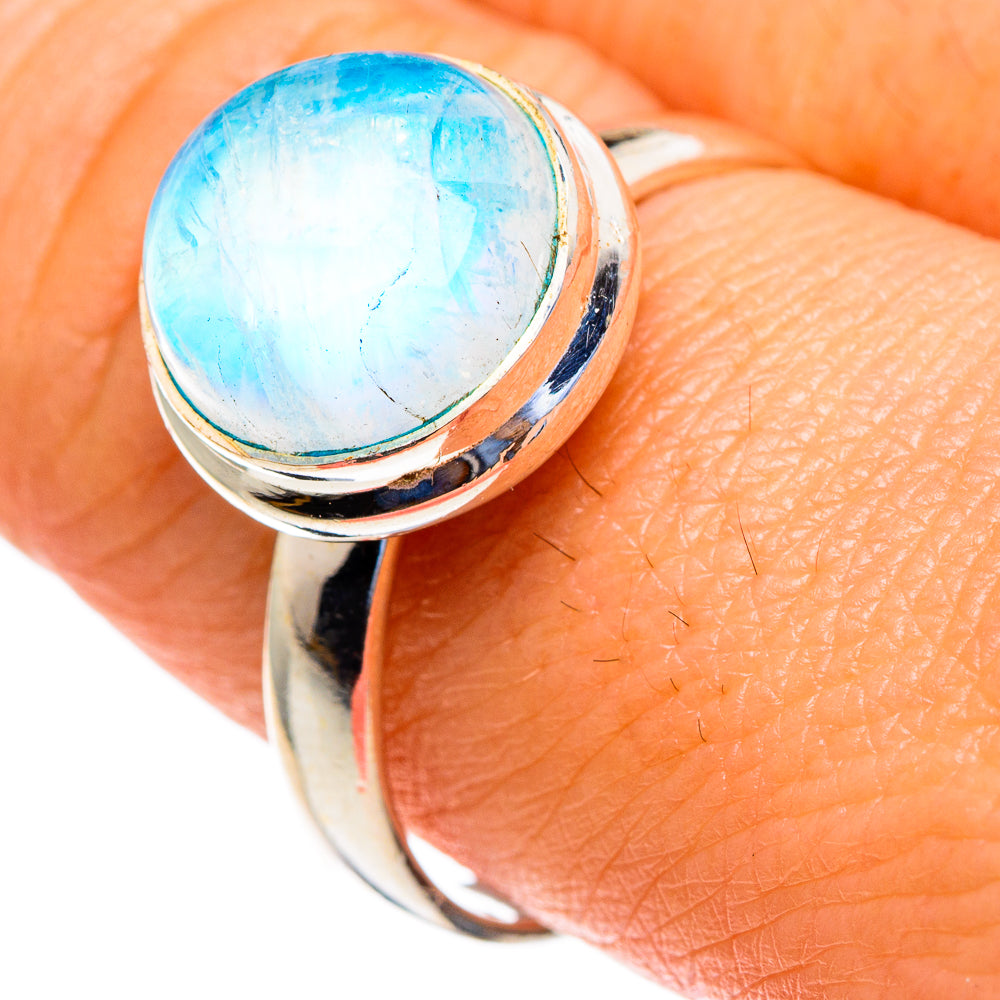 Rainbow Moonstone Rings handcrafted by Anasilvercos - RING85590