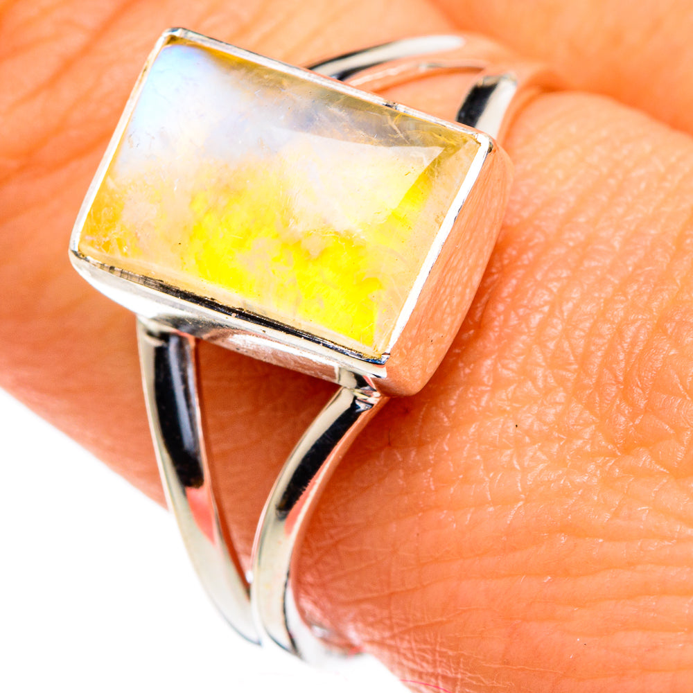 Yellow Moonstone Rings handcrafted by Anasilvercos - RING85619