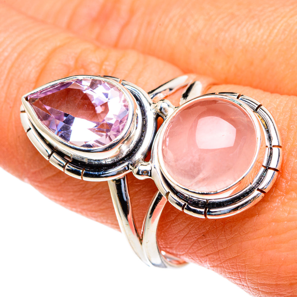 Rose Quartz, Kunzite Rings handcrafted by Anasilvercos - RING85659