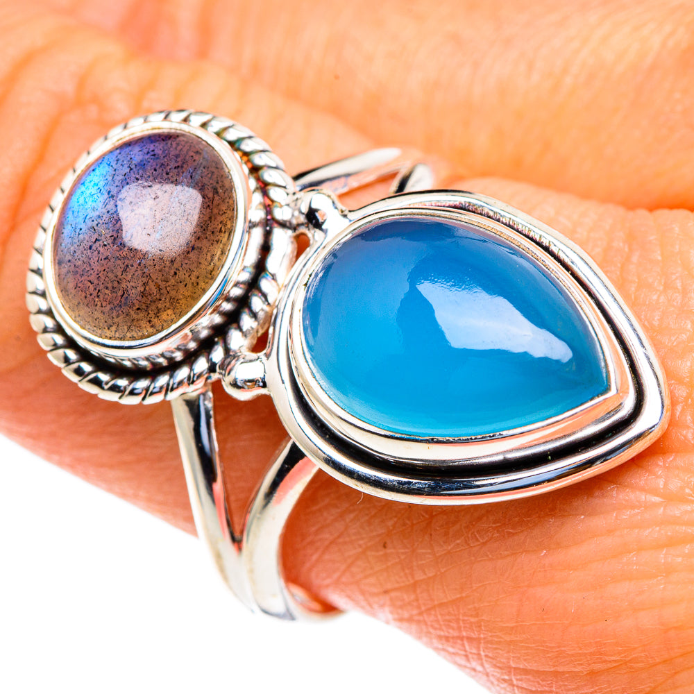 Larimar, Labradorite Rings handcrafted by Anasilvercos - RING85668