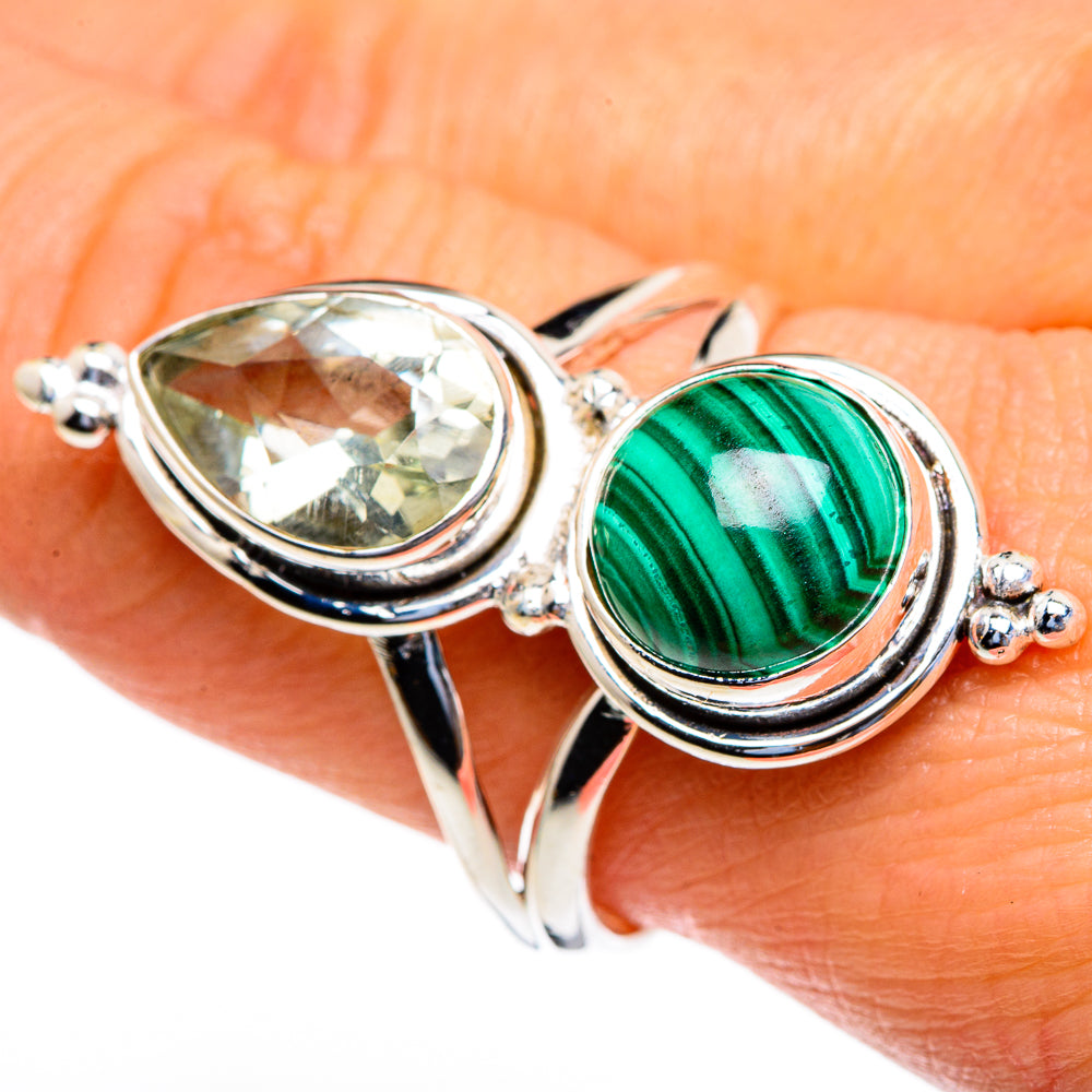Malachite, Green Amethyst Rings handcrafted by Anasilvercos - RING85671