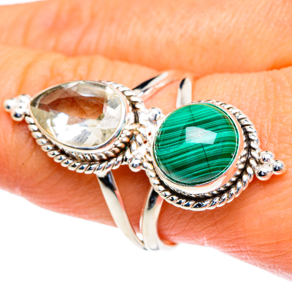 Malachite, Green Amethyst Rings handcrafted by Anasilvercos - RING85676
