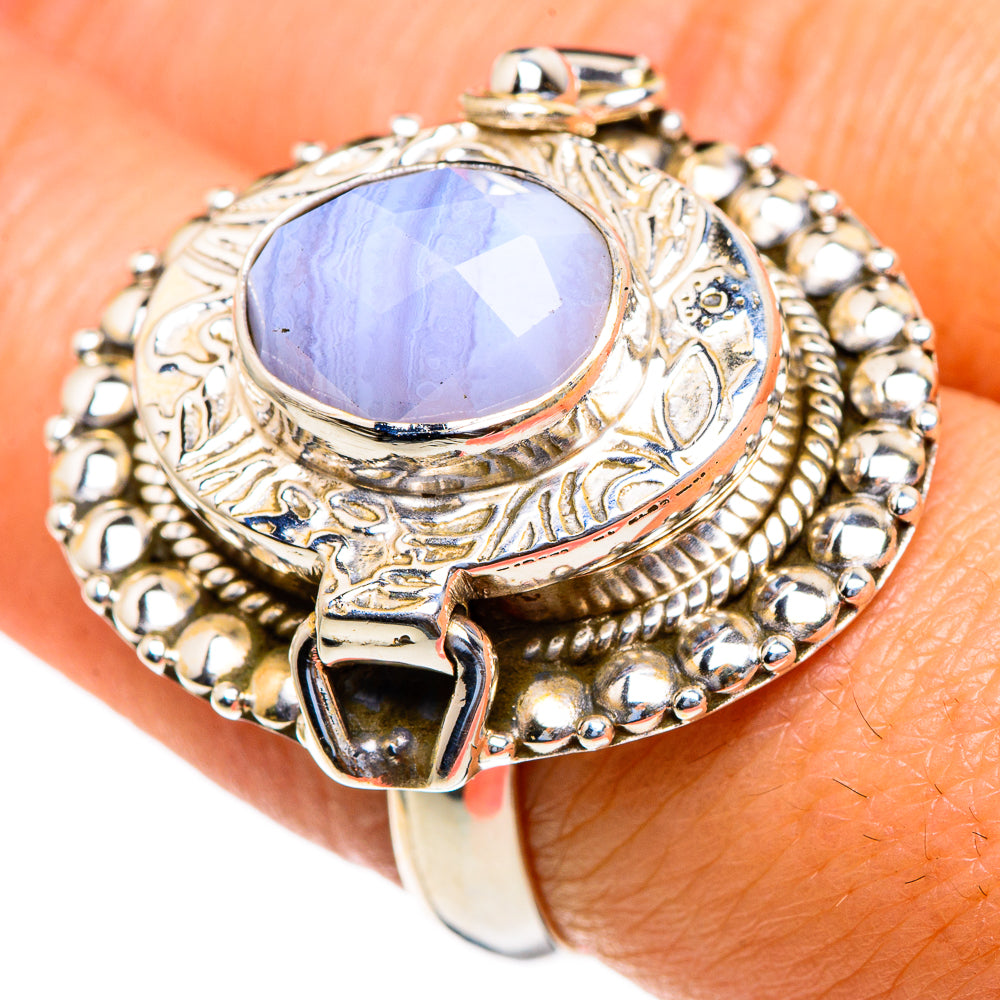Blue Lace Agate Rings handcrafted by Anasilvercos - RING85685