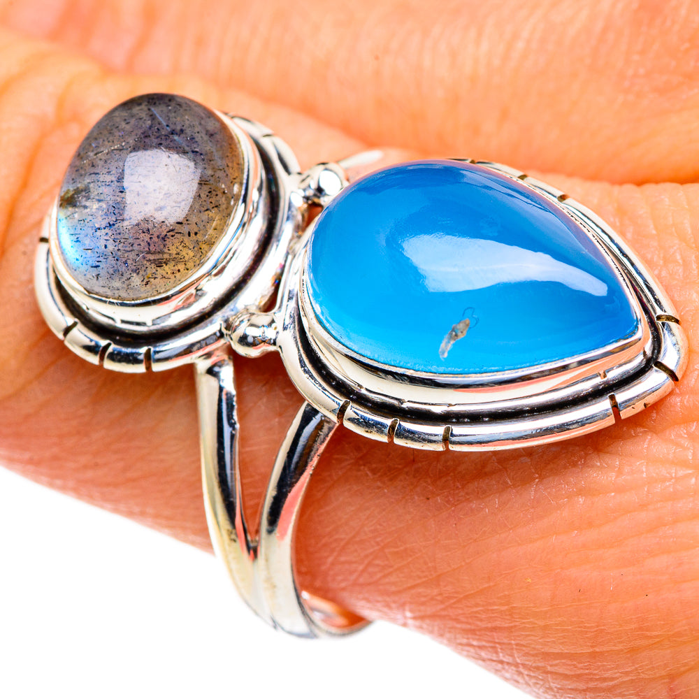 Aqua Chalcedony, Labradorite Rings handcrafted by Anasilvercos - RING85690
