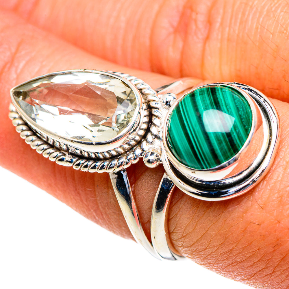Malachite, Green Amethyst Rings handcrafted by Anasilvercos - RING85695