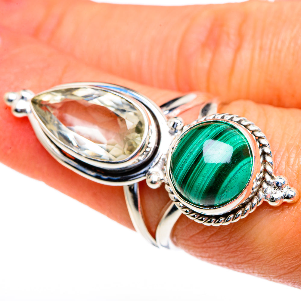 Malachite, Green Amethyst Rings handcrafted by Anasilvercos - RING85698